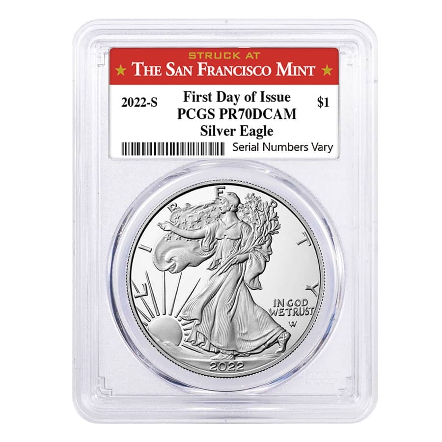 2022-S 1 oz Proof Silver American Eagle PCGS PF 70 FDOI (SF Label)