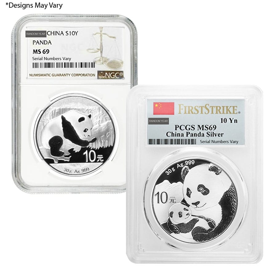 30 Gram Chinese Silver Panda 10 Yuan PCGS/NGC MS 69 (Random Year)