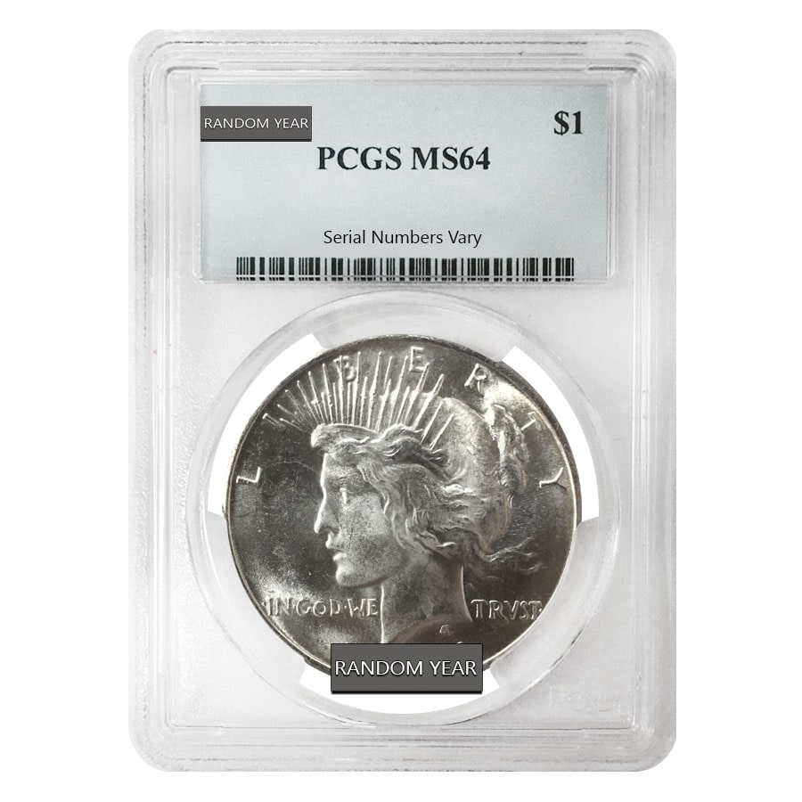 Silver Peace Dollars PCGS MS 64 (Random Year, 1921-1935)