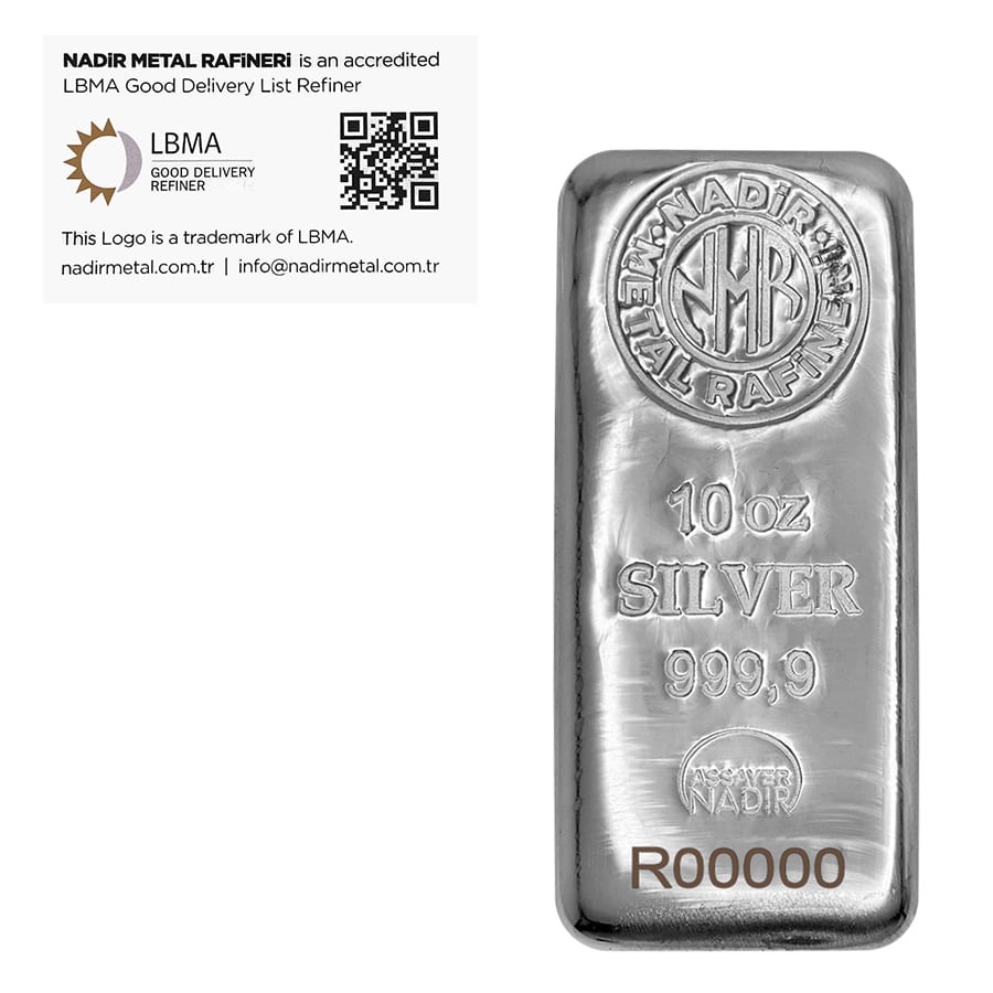 10 oz Nadir Refinery Silver Bar .9999 Fine (w/Assay)
