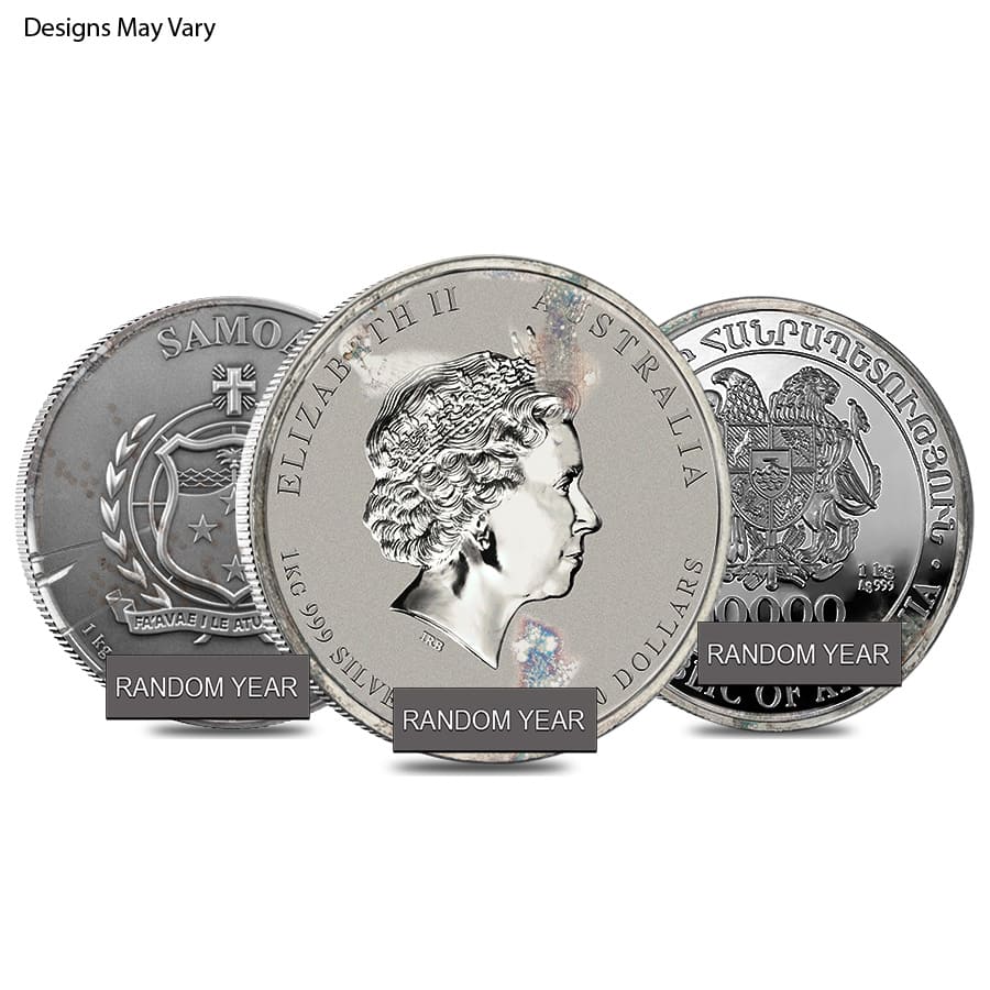 1 Kilo Silver Coin Random Mint (Milky, Scruffy, Toned)