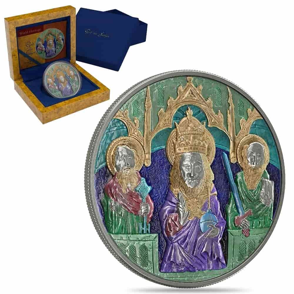 2014 Niue 2 oz God the Father Silver Antiqued Colorized Silver Coin