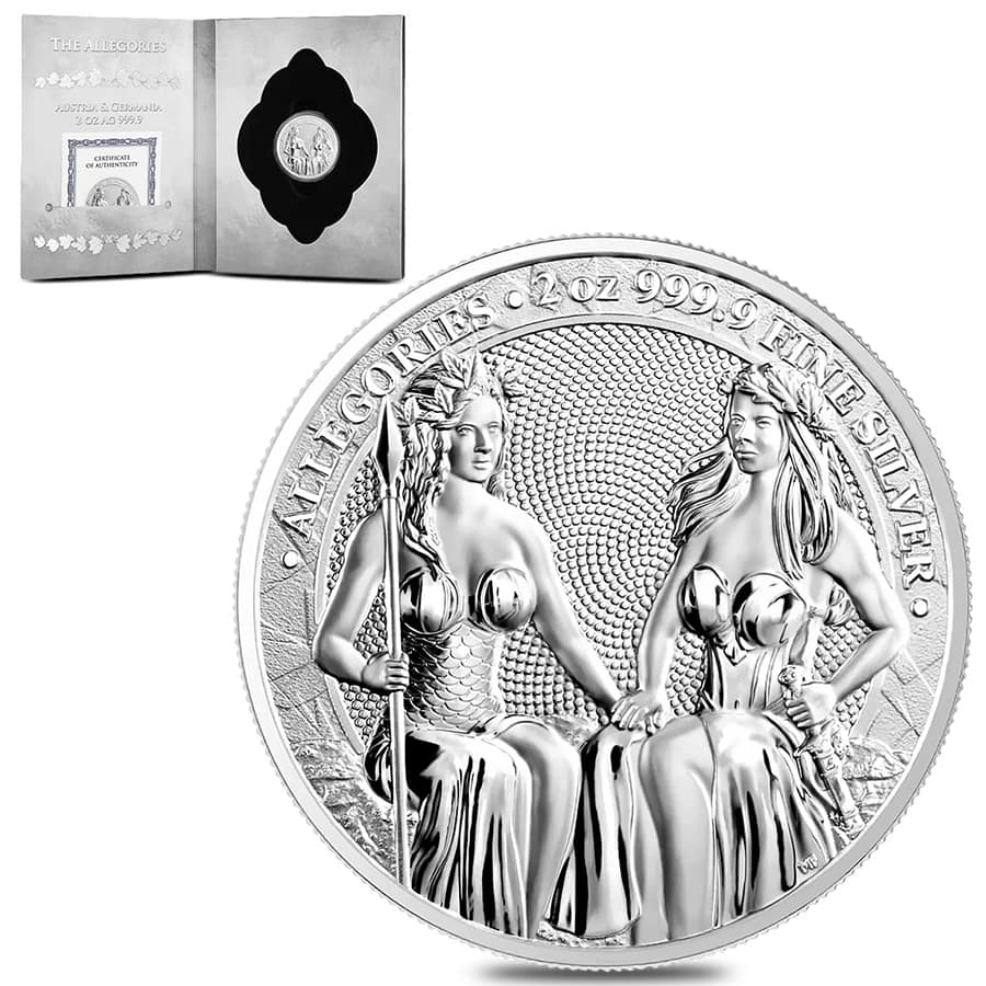 2021 2 oz Austria & Germania The Allegories Silver Coin