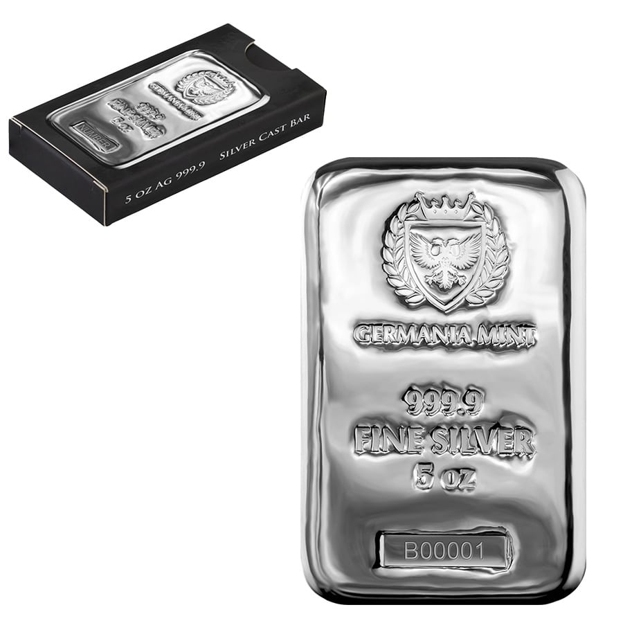 5 oz Germania Mint Silver Bar .9999 Fine