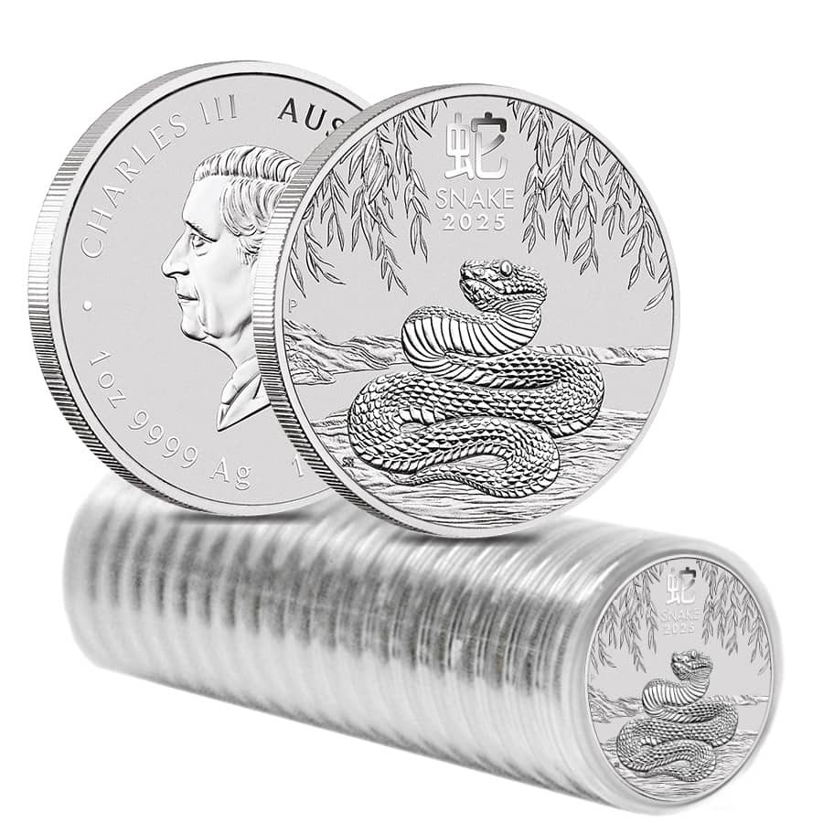 Roll of 20 - 2025 1 oz Silver Lunar Snake BU Australian Perth Mint