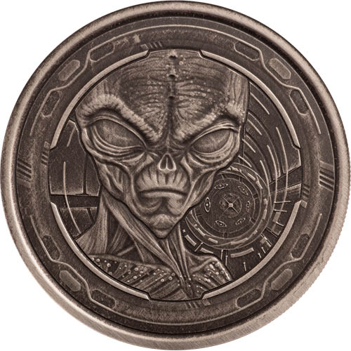 2022 1 oz Antique Republic of Ghana Silver Alien Coin