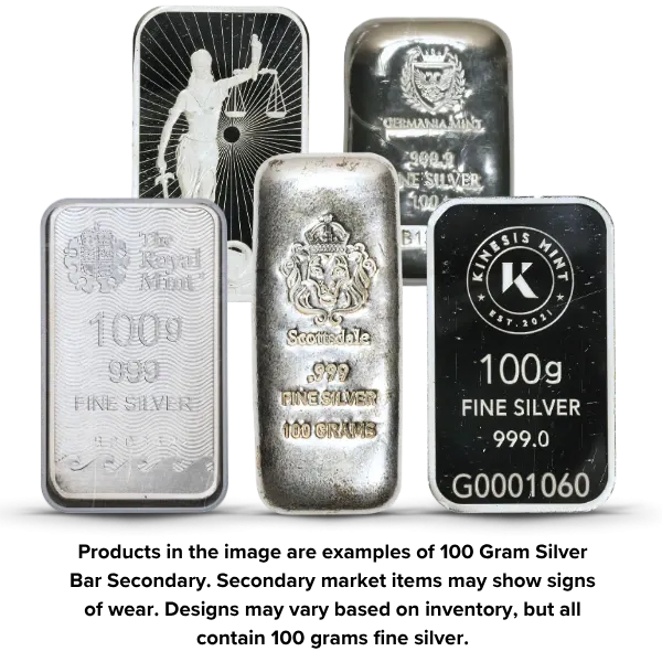 100 Gram Silver Bar Secondary