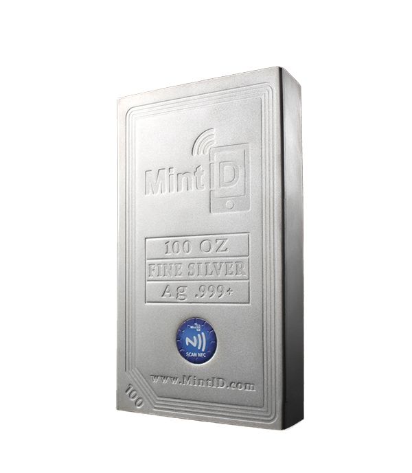 MintID 100 oz Silver Bar (New, AES-128 Encrypted)
