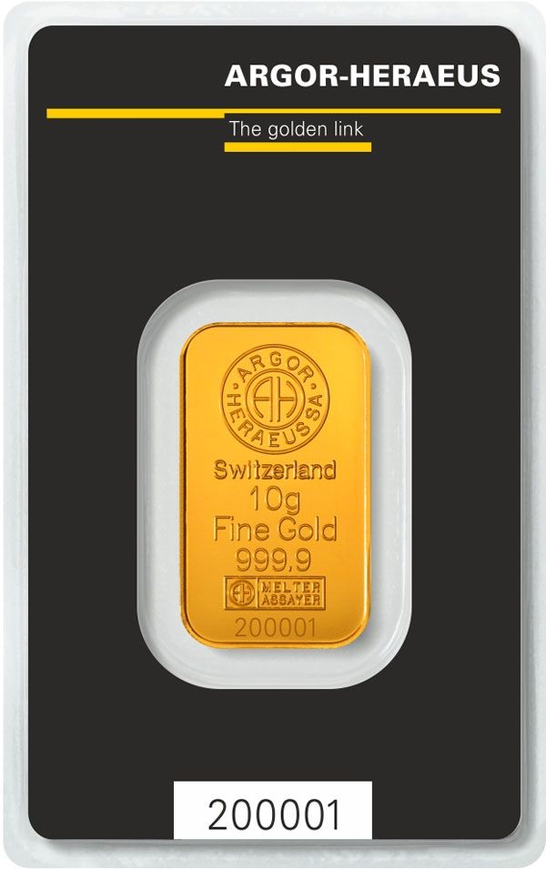 10 Gram Argor-Heraeus Gold Bar (In Assay)