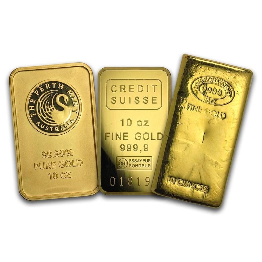 10 Oz Gold Bar (.999+ Fine) - Brand of Our Choice