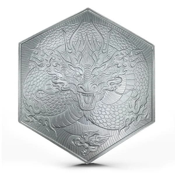 Elemetal 10 oz Dragon Hexagon Silver Bar (New)