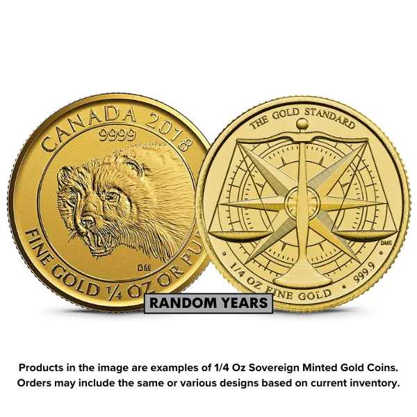 BOGO @ Spot! Lot of 2 - 1/4 Oz Sovereign Minted Gold Coins - Random Dates/Designs