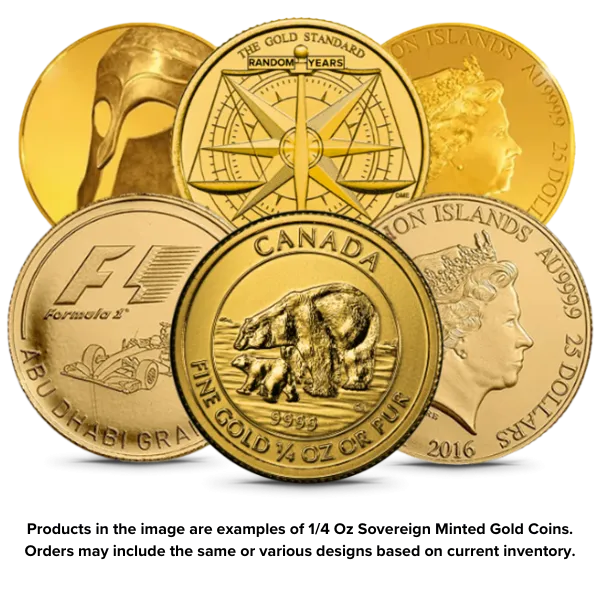 1/4 Oz Sovereign Minted Gold Coins - Random Dates/Designs