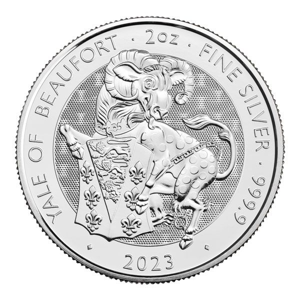 2023 UK 2 Oz Silver Royal Tudor Beasts Yale Of Beaufort Coin (BU)