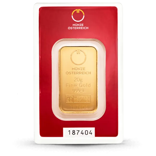 20 Gram Austrian Mint Gold Bar (In Assay)