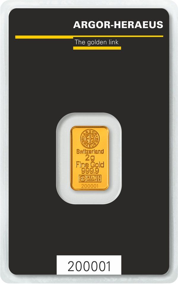 2 Gram Argor-Heraeus Gold Bar (In Assay)