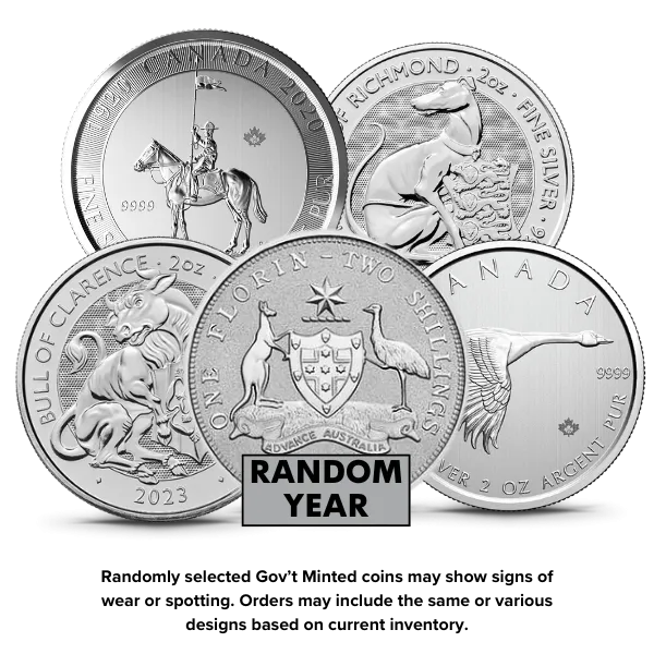 2 Oz Silver Coins Gov't Minted (Random Design and Date)
