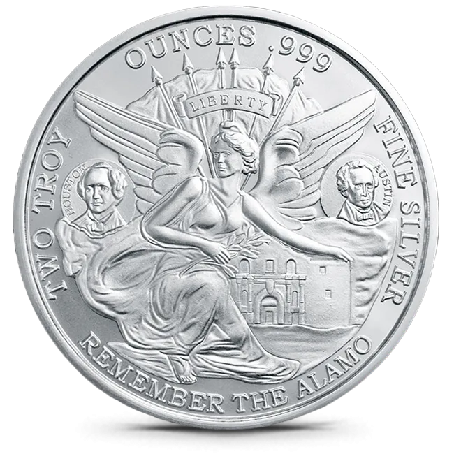 2 Oz Silver Round | Golden State Mint Texas Centennial Remember the Alamo (New)
