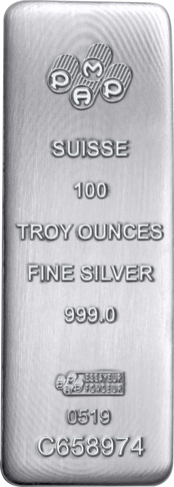 PAMP Suisse 100 Oz Cast Silver Bar (New)