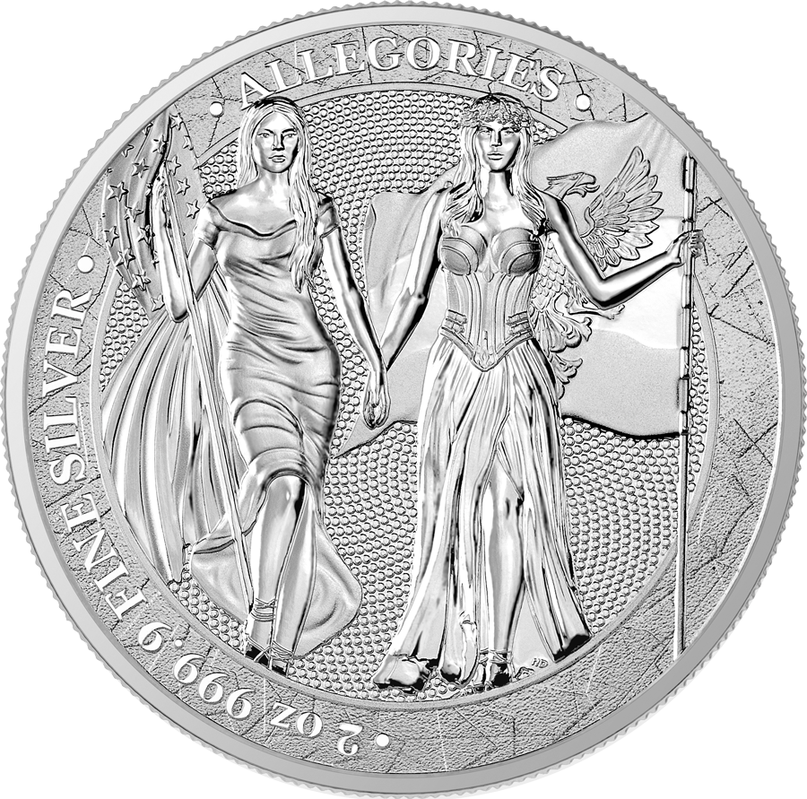2 oz Silver Round | Columbia & Germania Allegories 2019 (BU)