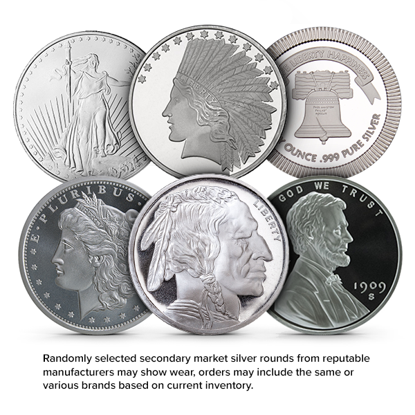 1 Oz .999 Silver Round (Secondary Market, Varied Condition, Any Mint)