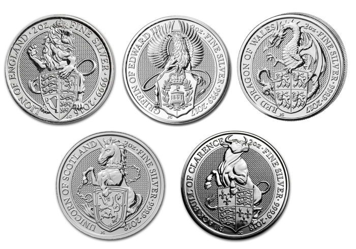 Off-Quality 2 oz Silver Queen's Beasts Coin (Random Design)