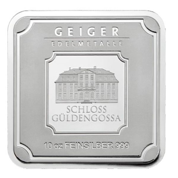 10 Oz Geiger .999 Silver Square Bar