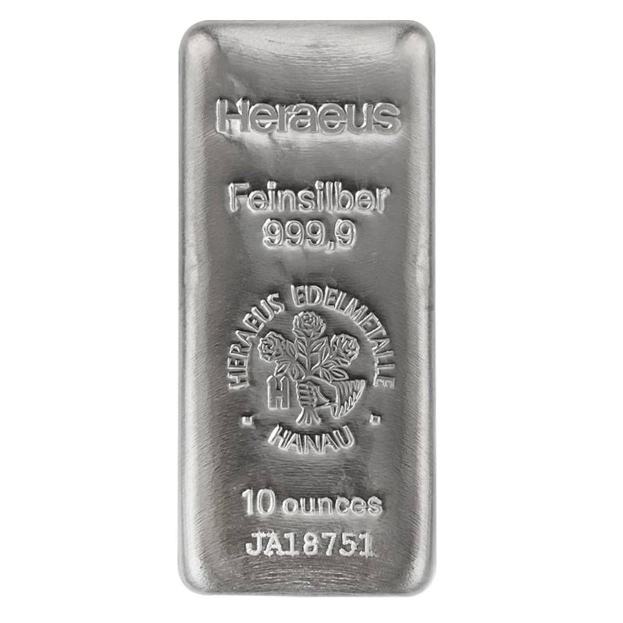 Heraeus 10 Oz Silver Bar (New)