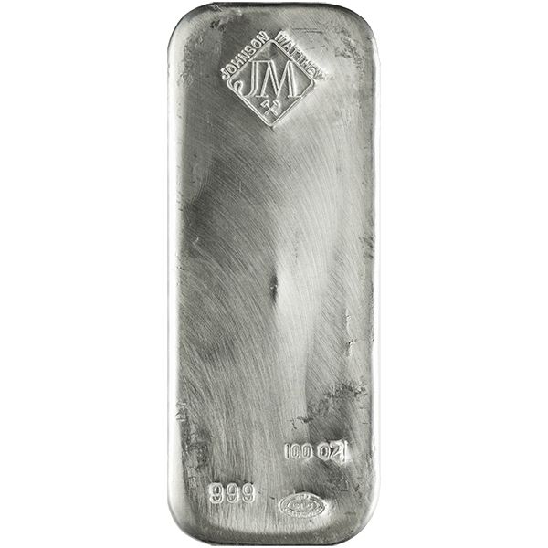 100 Oz Johnson Matthey Silver Bar (Any Type)