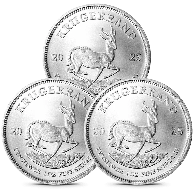 Lot of 3 - 2025 South Africa 1 Oz Silver Krugerrand (BU) @ Spot | Limit 1 Per Household