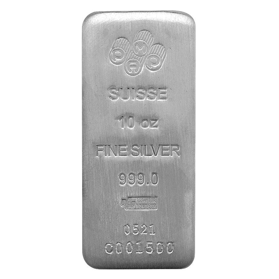 PAMP Suisse 10 Oz Cast Silver Bar (New w/Assay)