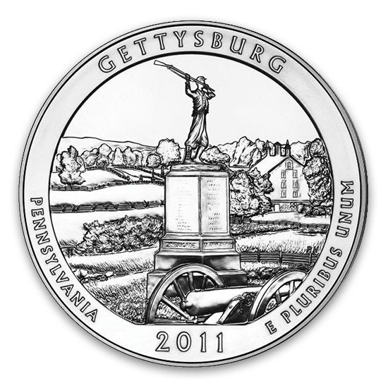 2011 Gettysburg 5 Oz Silver ATB Coin (BU)