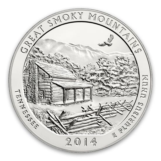 2014 Great Smoky Mountains 5 Oz Silver ATB Coin (BU)