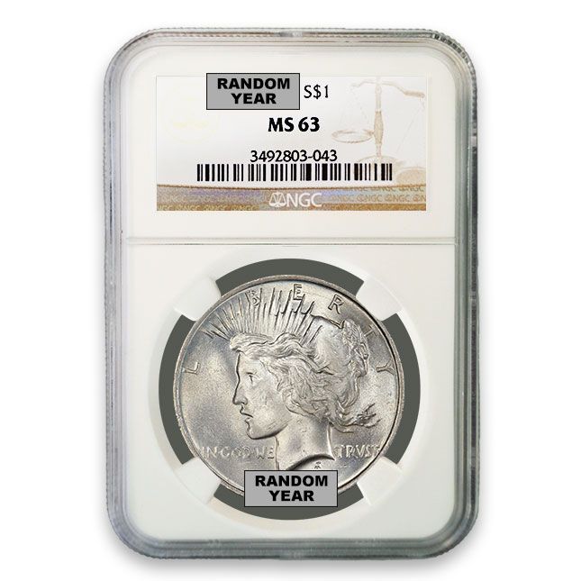 Silver Peace Dollar NGC MS63 (Random)