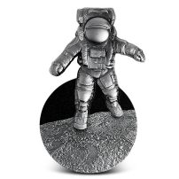 2022 Antique Colorized Republic of Chad Astronaut on The Moon 2 oz Silver Coin High Relief