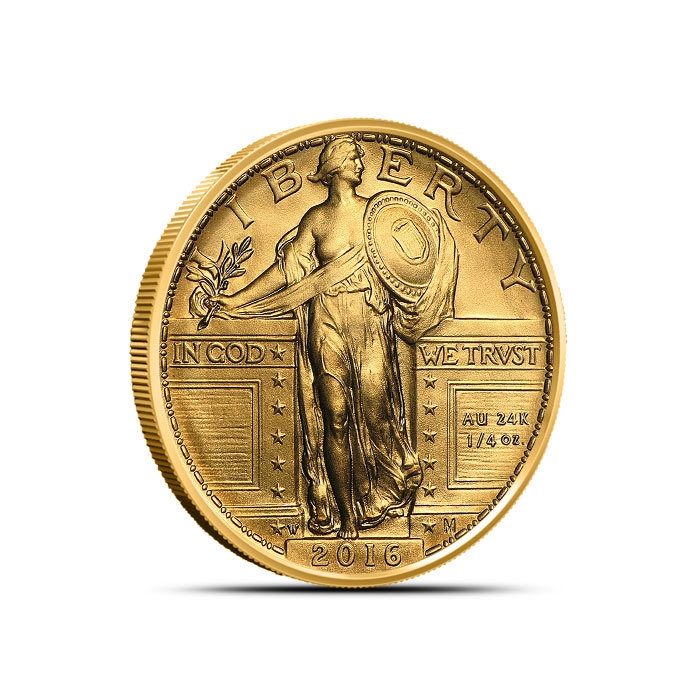 2016-W American Standing Liberty Quarter 1/4 oz Gold Coin with Box & CoA