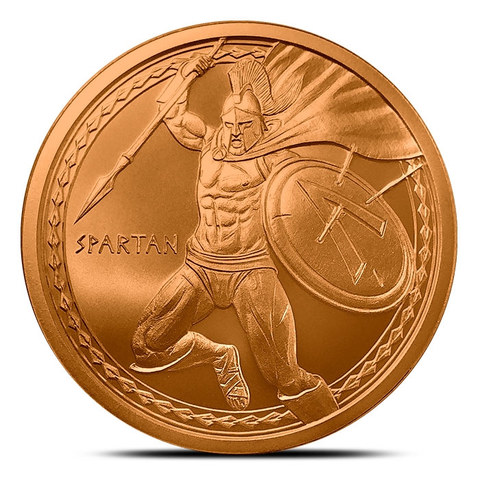 1 oz Copper Spartan Warrior Series Round