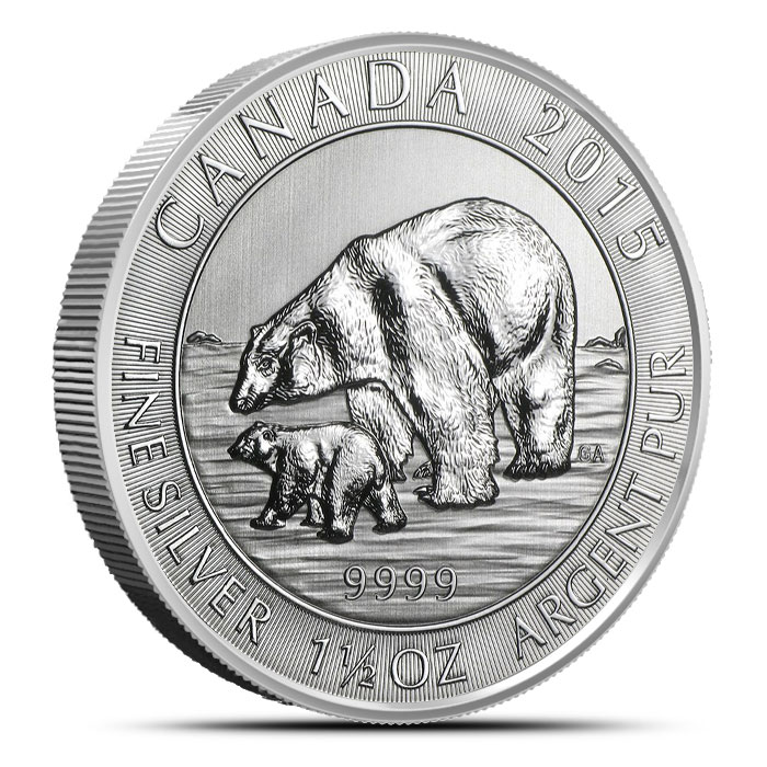 2015 $8 Canadian Polar Bear and Cub 1.5 oz Silver Coin