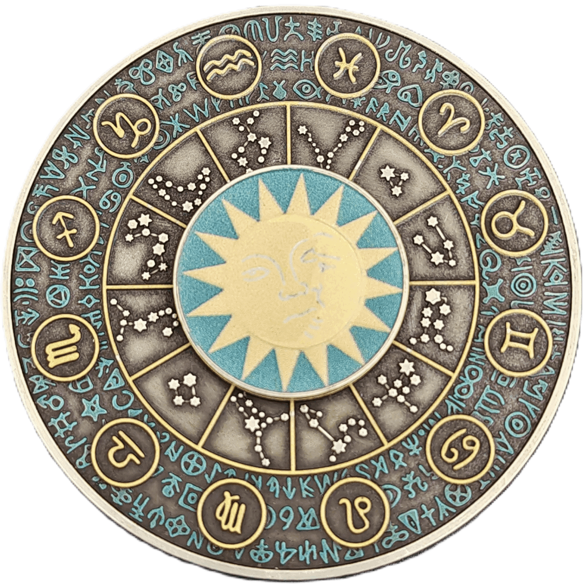 2024 Truth Guard Signs of the Zodiac 2 oz Silver Antiqued Spinning Coin