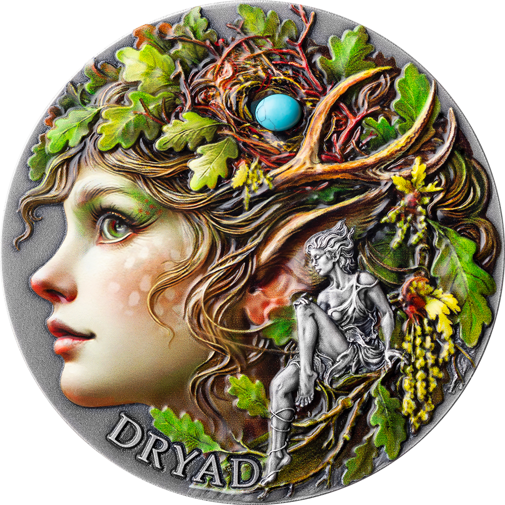 2026 Cameroon Natures Spirits Dryad 2 oz Silver Antiqued High Relief Coin