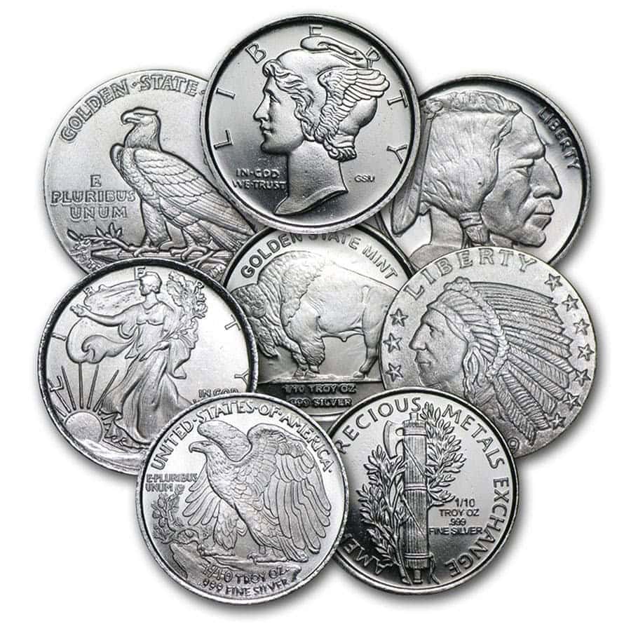 1/10 oz Generic Silver Rounds – Secondary Market, Design Our Choice