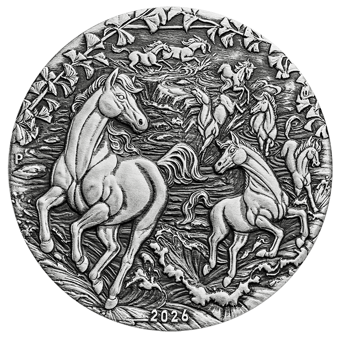 2026 Australian Lunar Series III Year of the Horse 2 oz Silver Antiqued Coin
