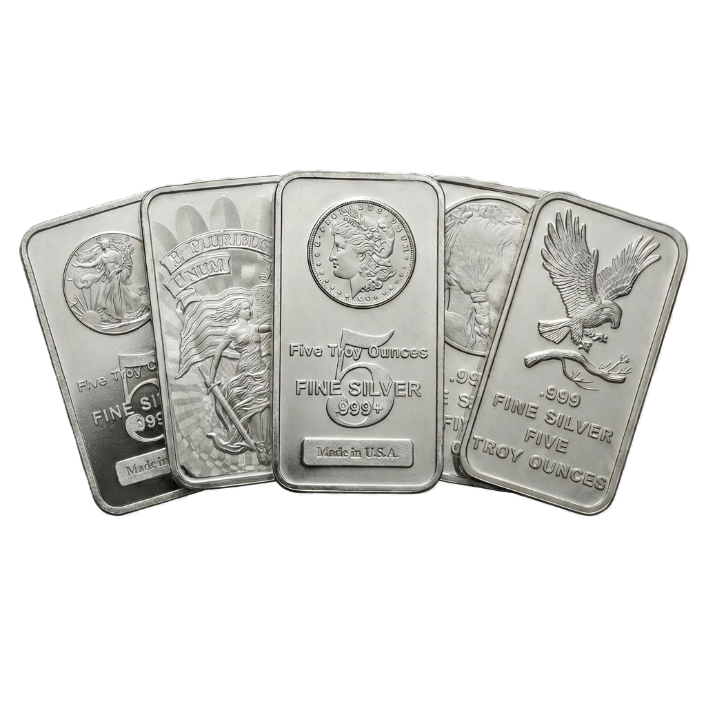 5 oz Generic Silver Bar – Secondary Market, Design Our Choice