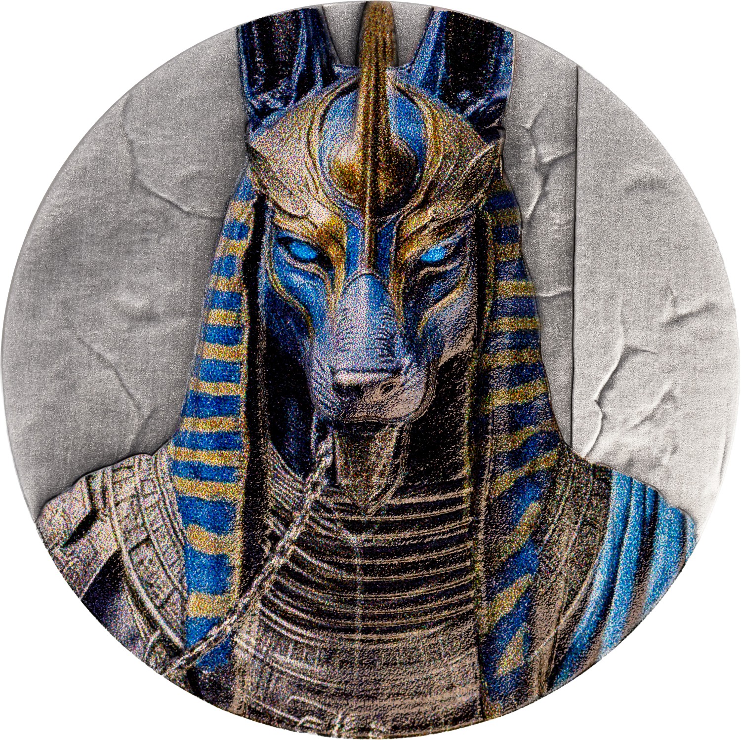 2026 Liberia Egyptian Heritage Anubis 1 oz Silver Colorized Antiqued UHR Coin