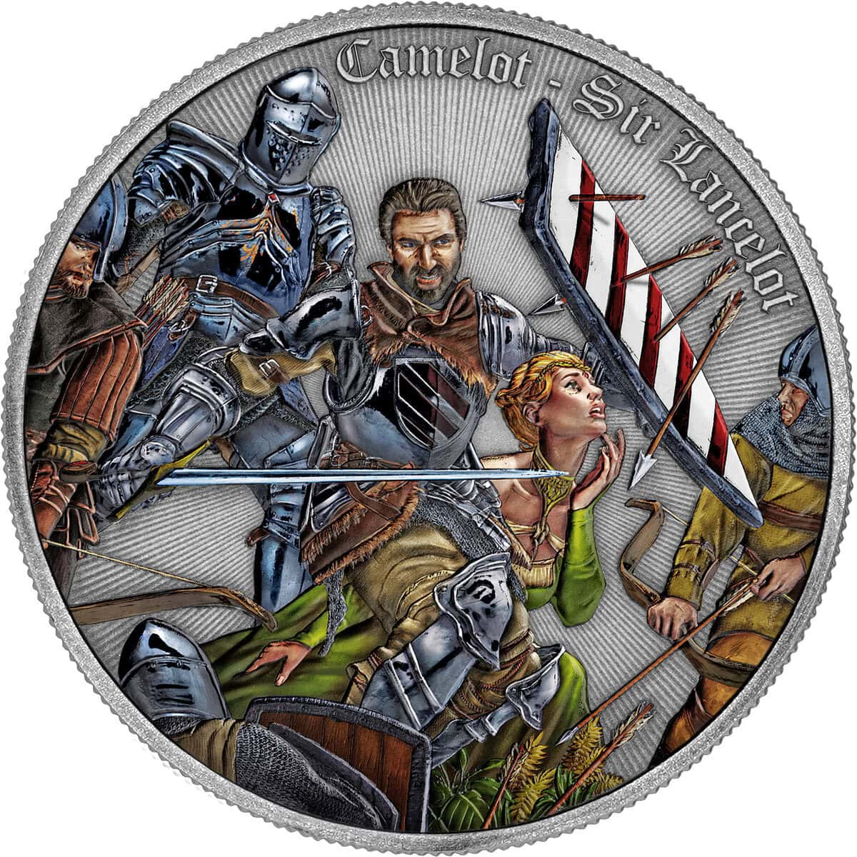 2024 Niue Camelot Sir Lancelot 1 oz Silver Antique Colorized Coin