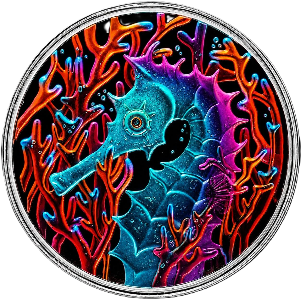 2026 Samoa Seahorse Neon Abyss 1 oz Silver Colorized Coin
