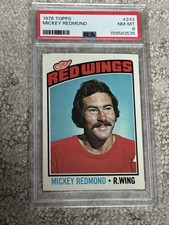 1976 TOPPS HOCKEY CARD PSA 8 MICKEY REDMOND DETROIT RED WINGS
