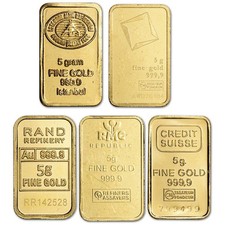 5 gram Gold Bar - Random Brand - Secondary Market - 999.9 Fine