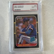 Donruss 1987 Rated Rookie Greg Maddux #36 Chicago Cubs PSA 9 Baseball Card