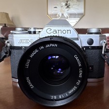 Canon AE-1 35mm Film Camera w/ FD 50mm f/1.8 S.C. Lens Case Tested Working